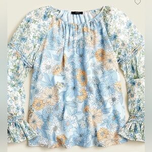 JCrew Flutter-cuff soft gauze chiffon top in zinnia floral